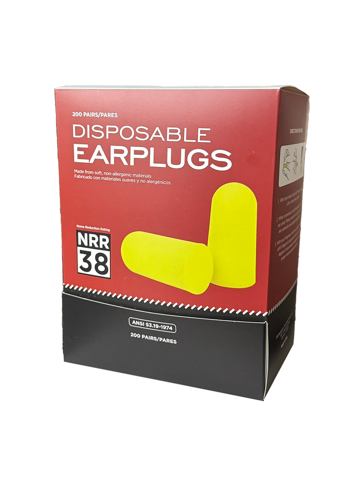 Foam Ear Protection 38dB. Box 200 Pairs